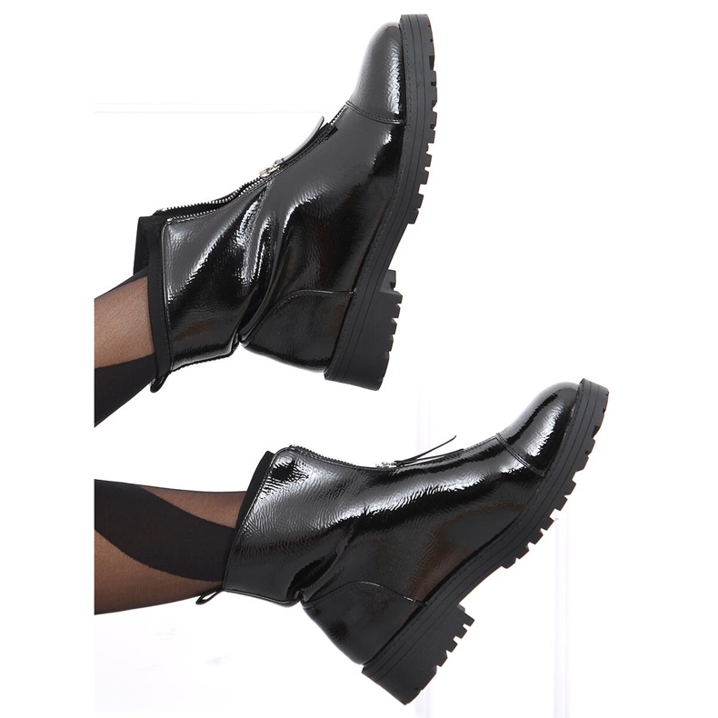 Bottines laquées Quer Black Mirror noir 1