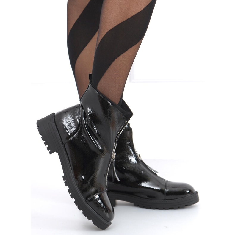 Bottines laquées Quer Black Mirror noir 2