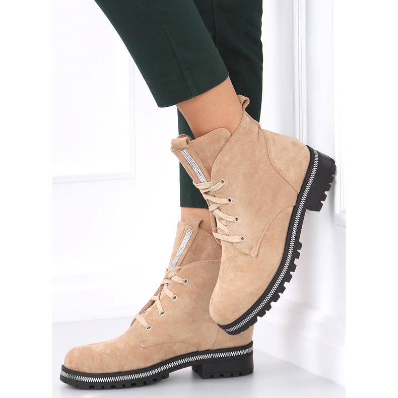Bottines à lacets Bing Beige 1