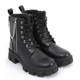 Bottines avec chaîne Eline Black noir 2