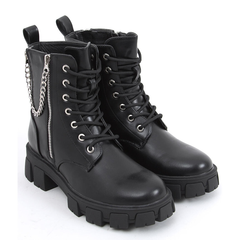 Bottines avec chaîne Eline Black noir 2