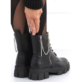Bottines avec chaîne Eline Black noir 1