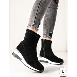 Goodin Bottes compensées en cuir le noir 3
