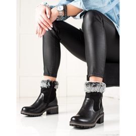 Goodin Bottes décontractées avec fourrure le noir 1