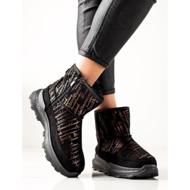 TRENDI Chaud mukluki sur la plate-forme noir doré 1