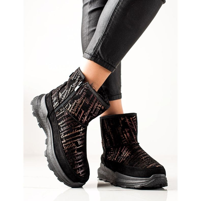 TRENDI Chaud mukluki sur la plate-forme le noir d'or 1