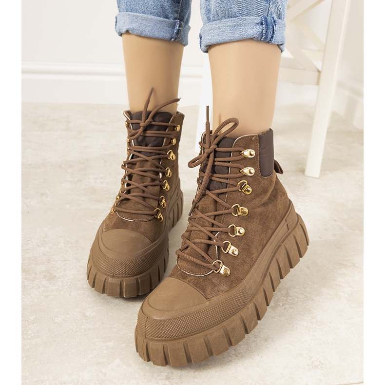 Bottines à lacets isolées marron pour femmes de Calabresi brun 2