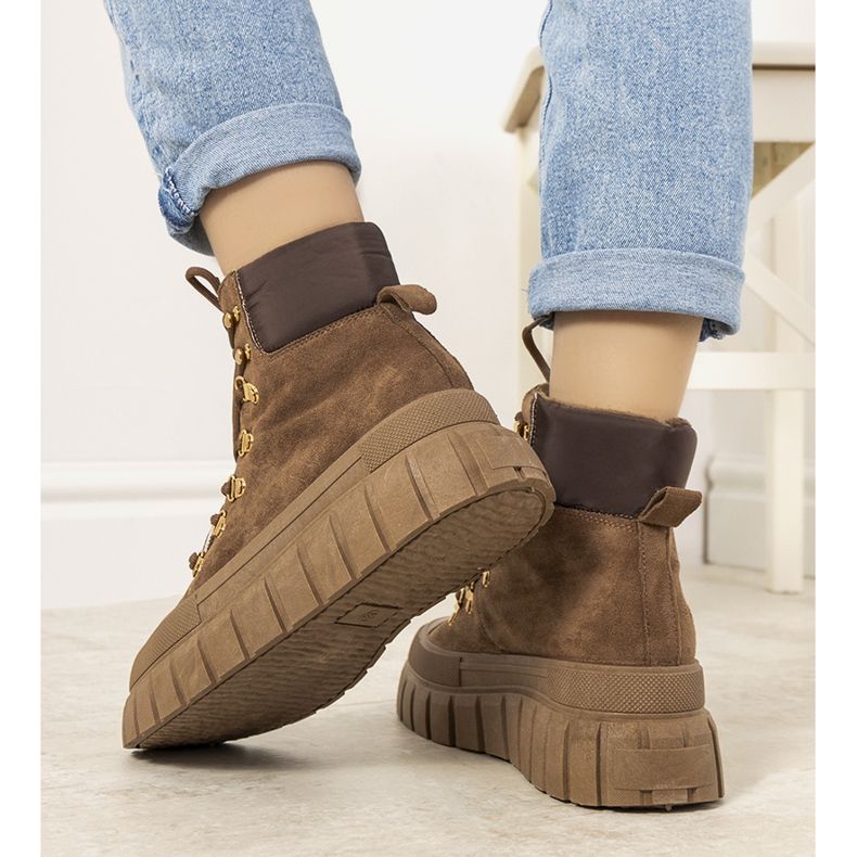 Bottines à lacets isolées marron pour femmes de Calabresi brun 1