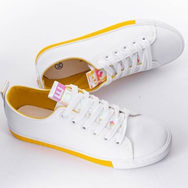 Baskets blanches Valérie jaune 1