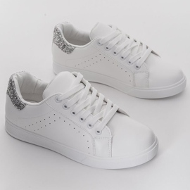 Baskets blanches à paillettes Shine argent 1