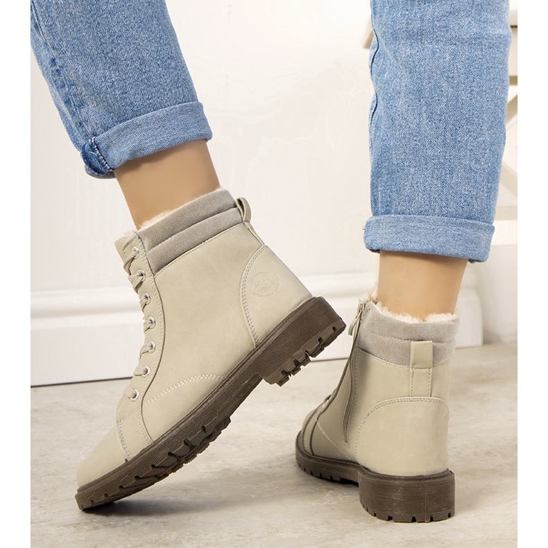 Bottines isolées grises femme Lamy beige 1