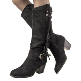 Bottines chaudes noires à rayures Voisine 1