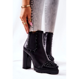 FJ1 Bottes À Talons Hauts Avec Strass Noir Lisana 1
