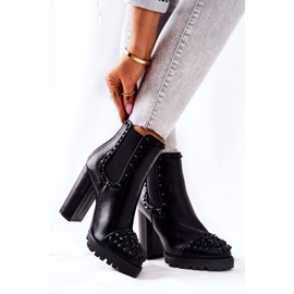 FJ1 Bottes À Talons Hauts Avec Strass Noir Lisana le noir 2