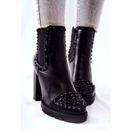 FJ1 Bottes À Talons Hauts Avec Strass Noir Lisana le noir 6