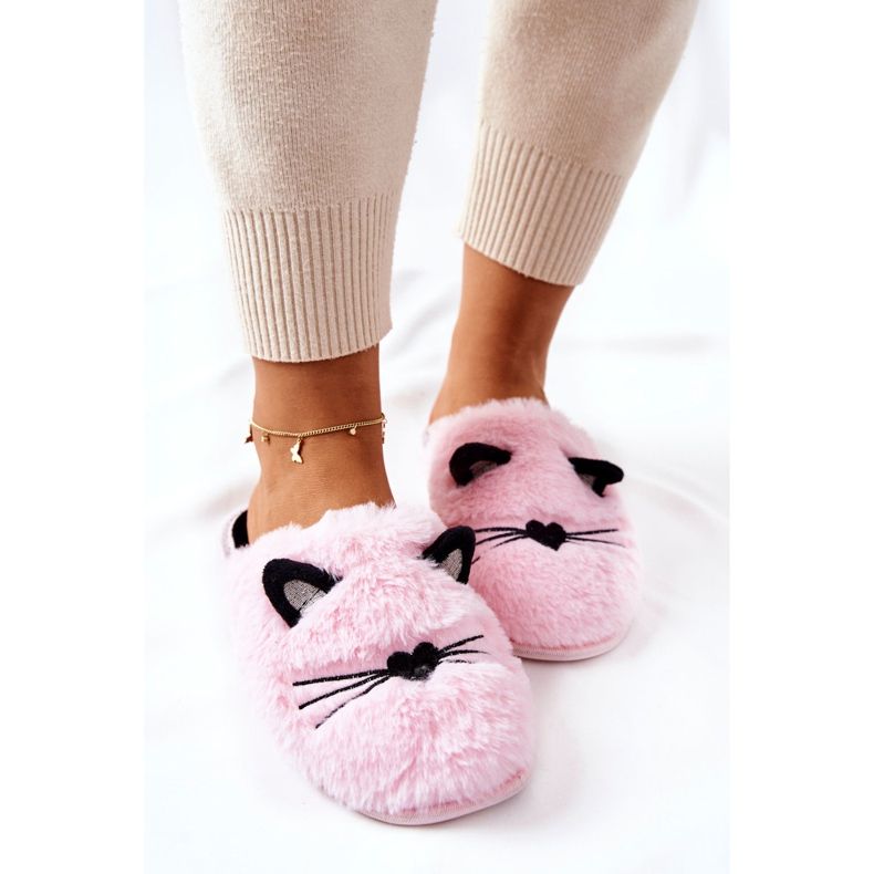 PE1 Chaussons Doux Chatons Aux Oreilles Distty Roses 1