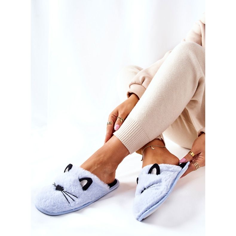 PE1 Chaussons Doux Chaton Avec Oreilles Distty Bleues 2 PE1 Chaussons Doux Chaton Avec Oreilles Distty Bleues 2