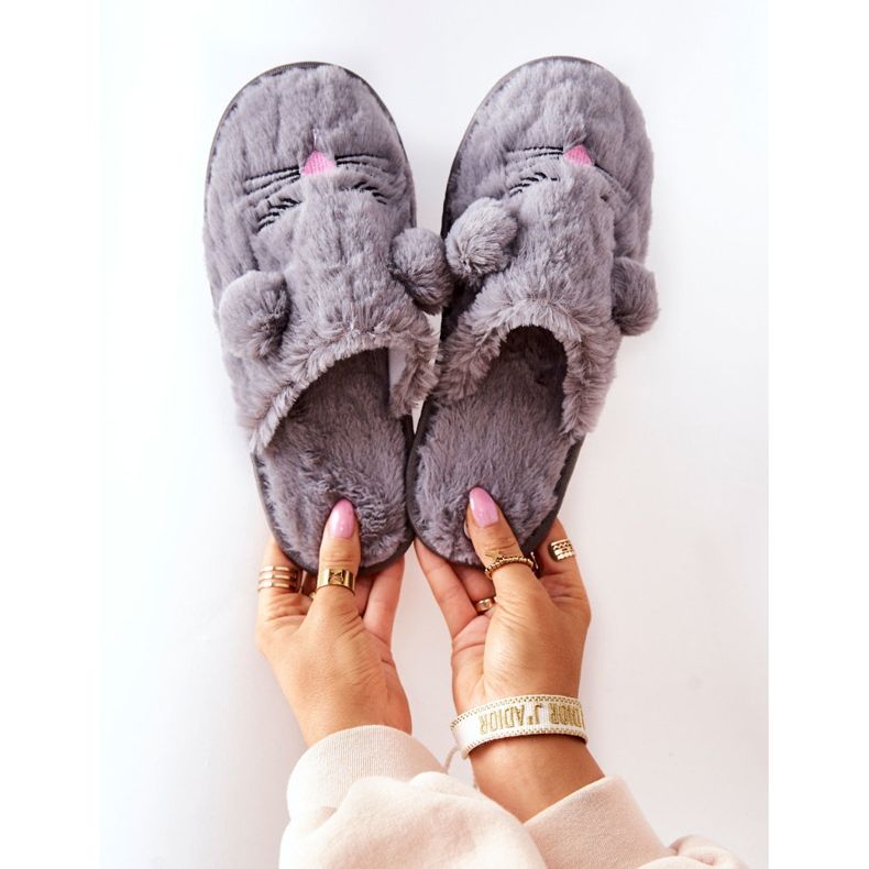 PE1 Chaussons Souris Doux Avec Oreilles Luise Grises 1