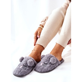 PE1 Chaussons Souris Doux Avec Oreilles Luise Grises 2