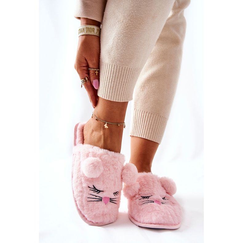 PE1 Chaussons Souris Doux Avec Oreilles Rose Luise 1