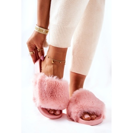 PB2 Pantoufles Sensitive Rose Clair En Caoutchouc Avec Fourrure 1
