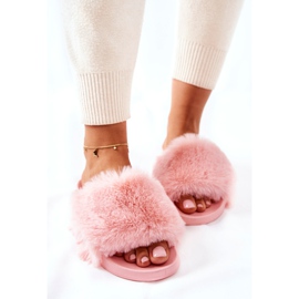 PB2 Pantoufles Sensitive Rose Clair En Caoutchouc Avec Fourrure 2