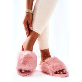 PB2 Pantoufles Sensitive Rose Clair En Caoutchouc Avec Fourrure 4