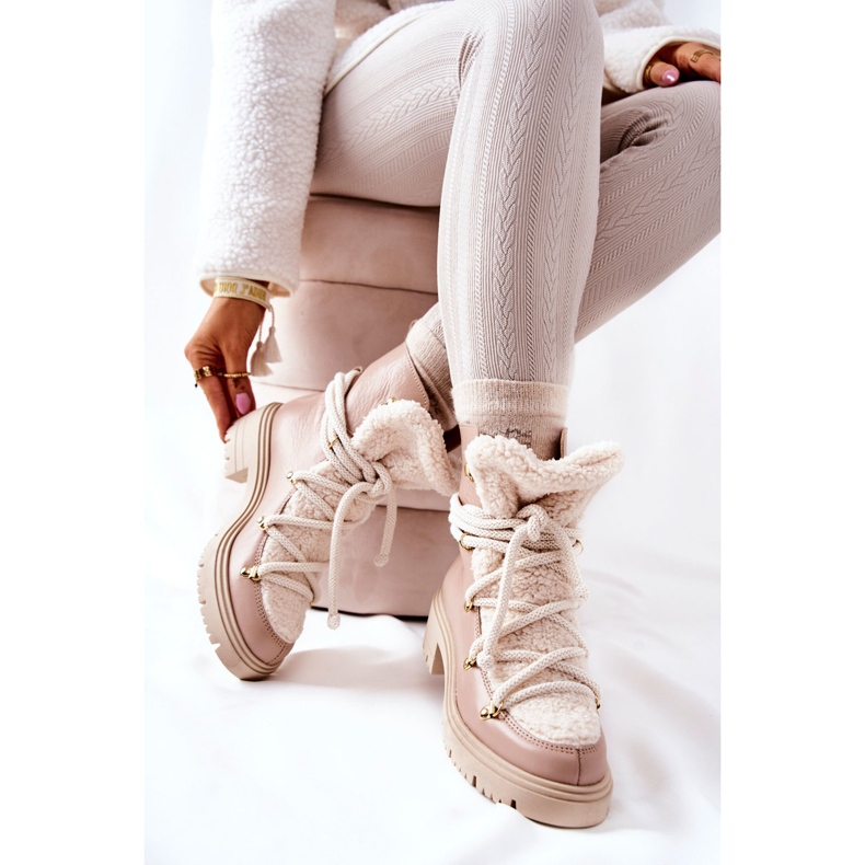 Lewski Shoes Bottes Cuir Trappeurs Attachées Lewski Beige 3116 2
