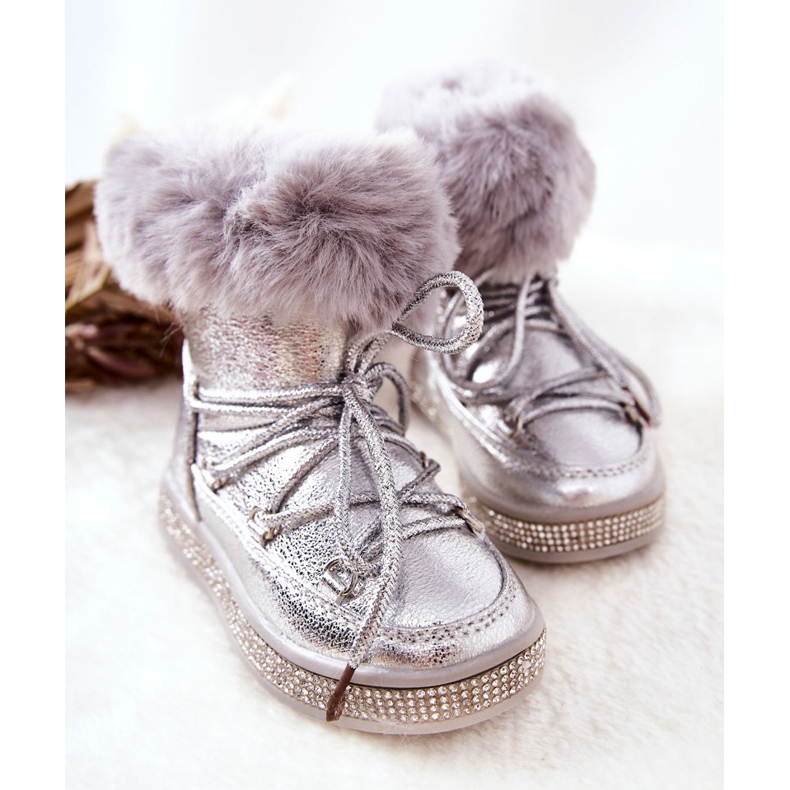 FR1 Bottes de Neige Enfant Fourrure Silver Grandis argent 1