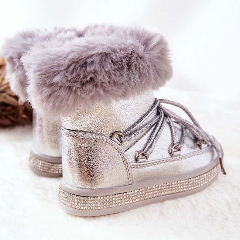 FR1 Bottes de Neige Enfant Fourrure Silver Grandis argent 2