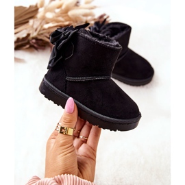 FR1 Bottes de neige chaudes pour enfants avec un nœud noir Snowis le noir 1