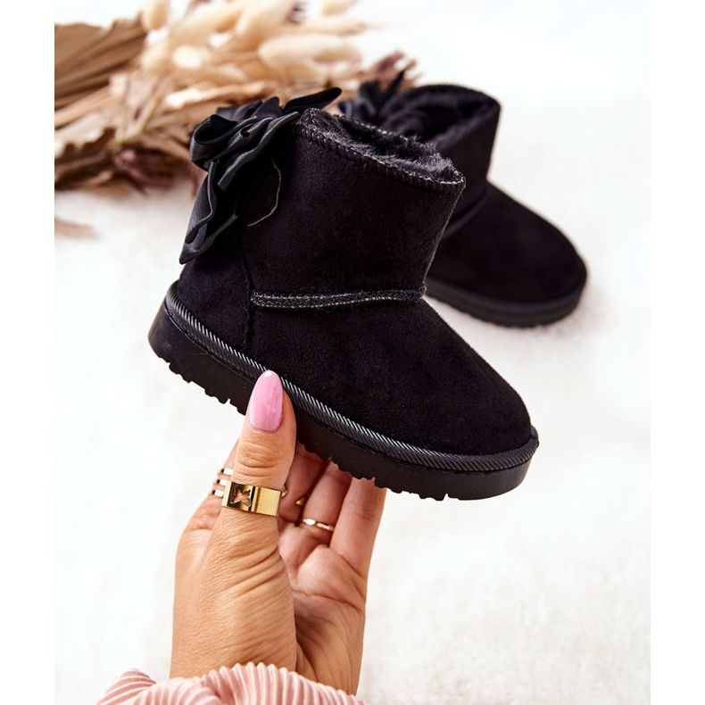 FR1 Bottes de neige chaudes pour enfants avec un nœud noir Snowis 1