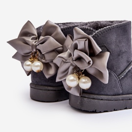 Bottes de neige chaudes pour enfants avec un nœud snowis gris 2