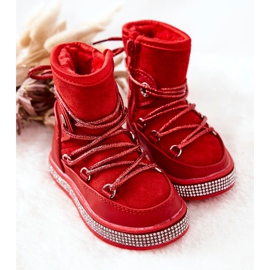 FR1 Bottes de Neige Enfant Rouge Avec Cubic Zirconia Wellma 1