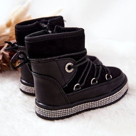 FR1 Bottes de Neige Enfant Noir Avec Cubic Zirconia Wellma 1