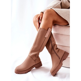 FJ1 Bottes Hautes En Cuir Beige Trishia 1 FJ1 Bottes Hautes En Cuir Beige Trishia 1