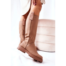 FJ1 Bottes Hautes En Cuir Beige Trishia 2 FJ1 Bottes Hautes En Cuir Beige Trishia 2