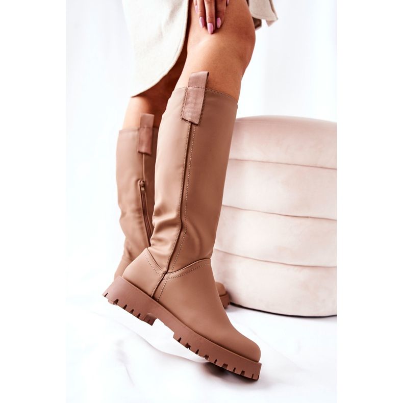 FJ1 Bottes Hautes En Cuir Beige Trishia 2 FJ1 Bottes Hautes En Cuir Beige Trishia 2