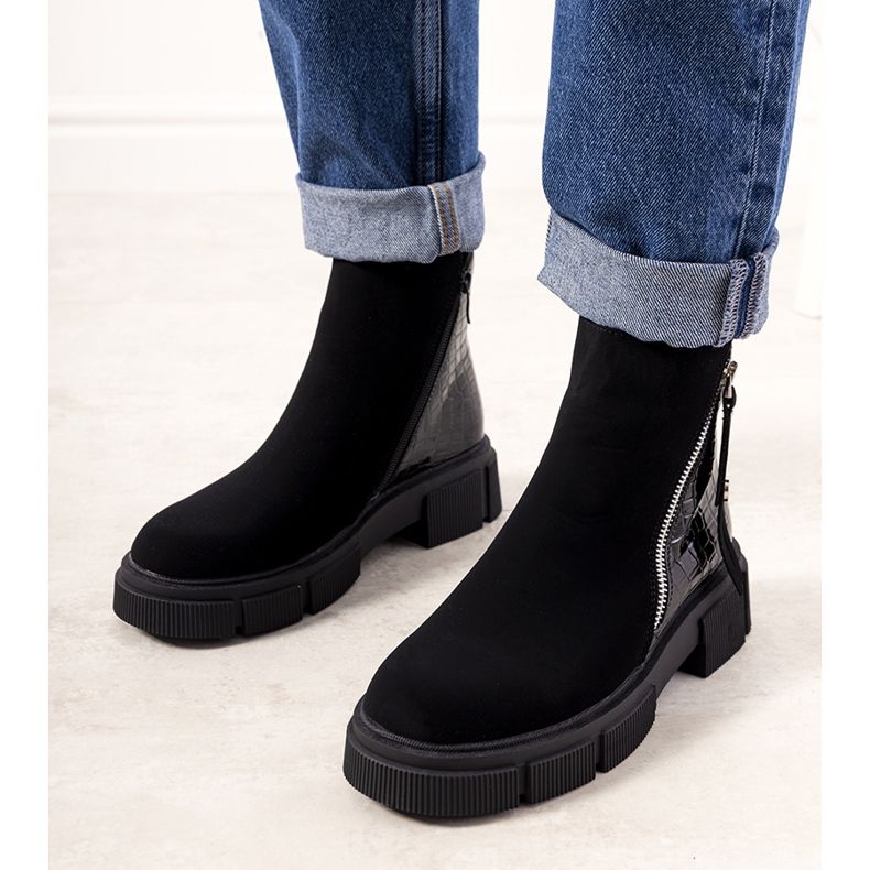 Bottes pour femmes isolées noires d'Eitan le noir 1