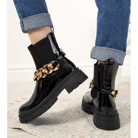 Bottines vernies noires à chaîne Tapia 1