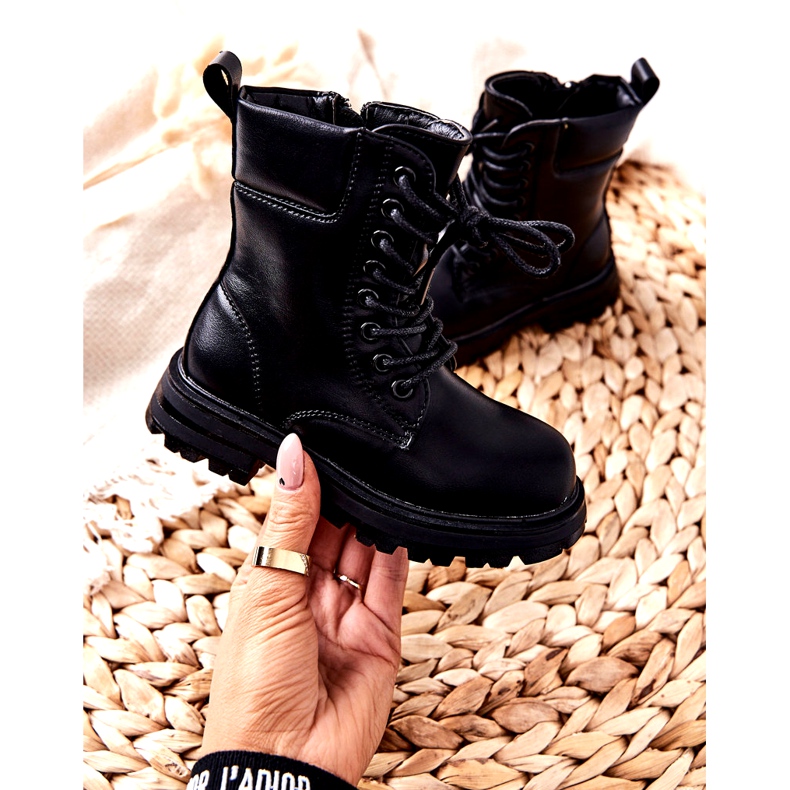 FR1 Bottes noires classiques pour enfants avec fermeture éclair Clarika 3