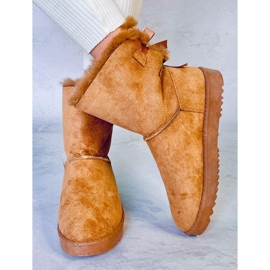 Bottes de neige femme avec nœuds Tosse Camel beige jaune 1