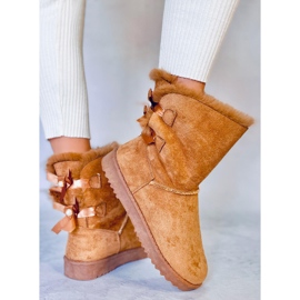 Bottes de neige femme avec nœuds Tosse Camel beige jaune 2