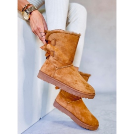 Bottes de neige femme avec nœuds Tosse Camel beige jaune 3