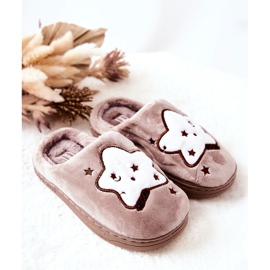 WJ1 Chaussons Chauds Enfant Beige Nella stars brun 1