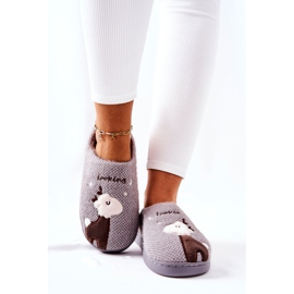 WJ1 Chaussons chauds Renne Gris Jilly brun 2 WJ1 Chaussons chauds Renne Gris Jilly brun 2