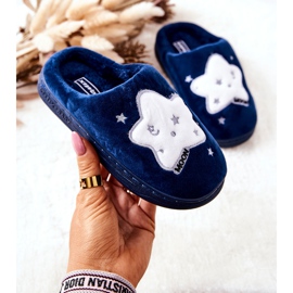 WJ1 Chaussons Chauds Enfant Bleu Marine Nella blanc 1