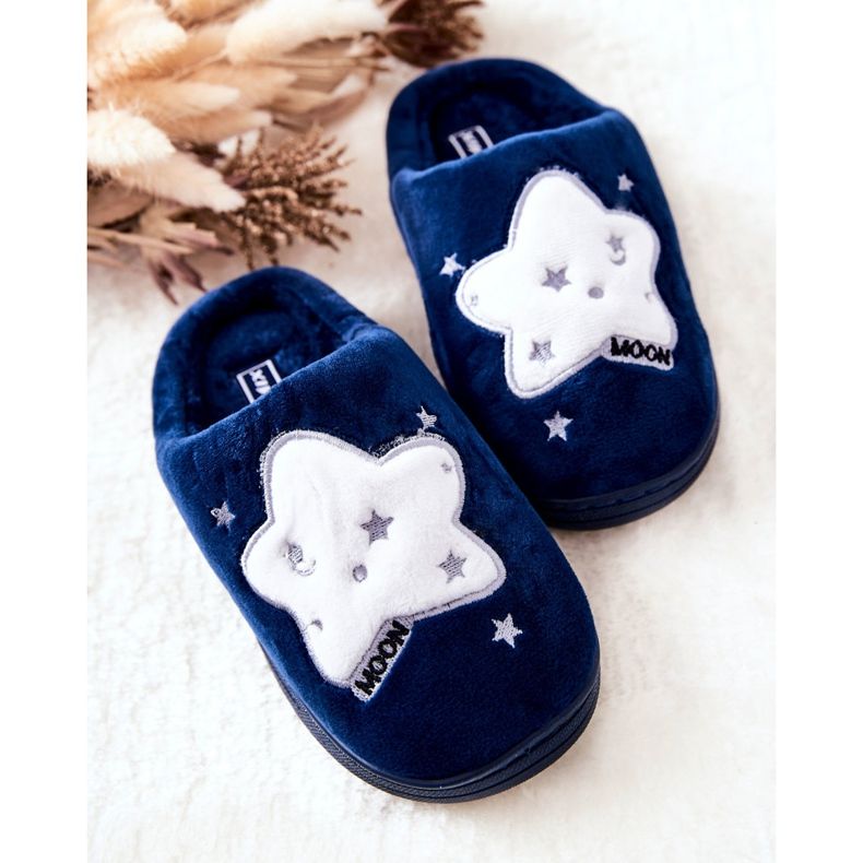 WJ1 Chaussons Chauds Enfant Bleu Marine Nella blanc 2