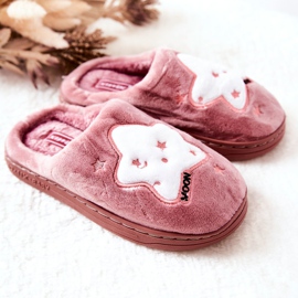WJ1 Chaussons Chauds Enfant Etoiles Rose foncé Nella blanche 1