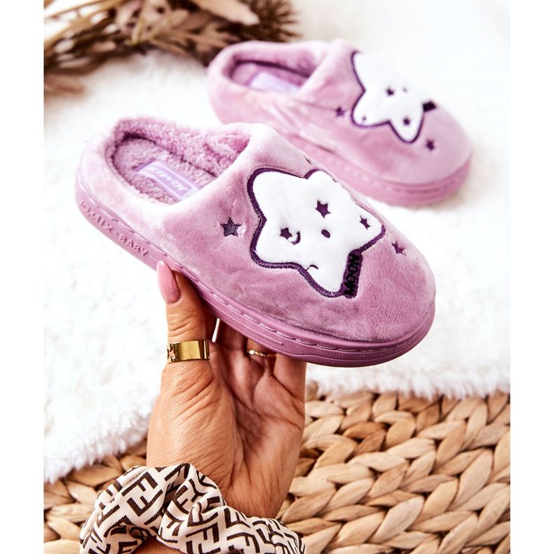 WJ1 Chaussons Chauds Enfant Violet Nella blanc 2